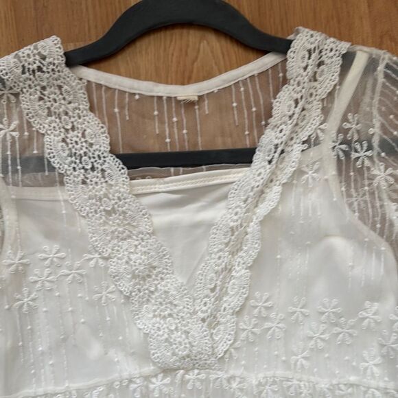 NWT White Lace Overlay Babydoll Dress and Slip. Coquette. Twee. Romantic. - Picture 2 of 5